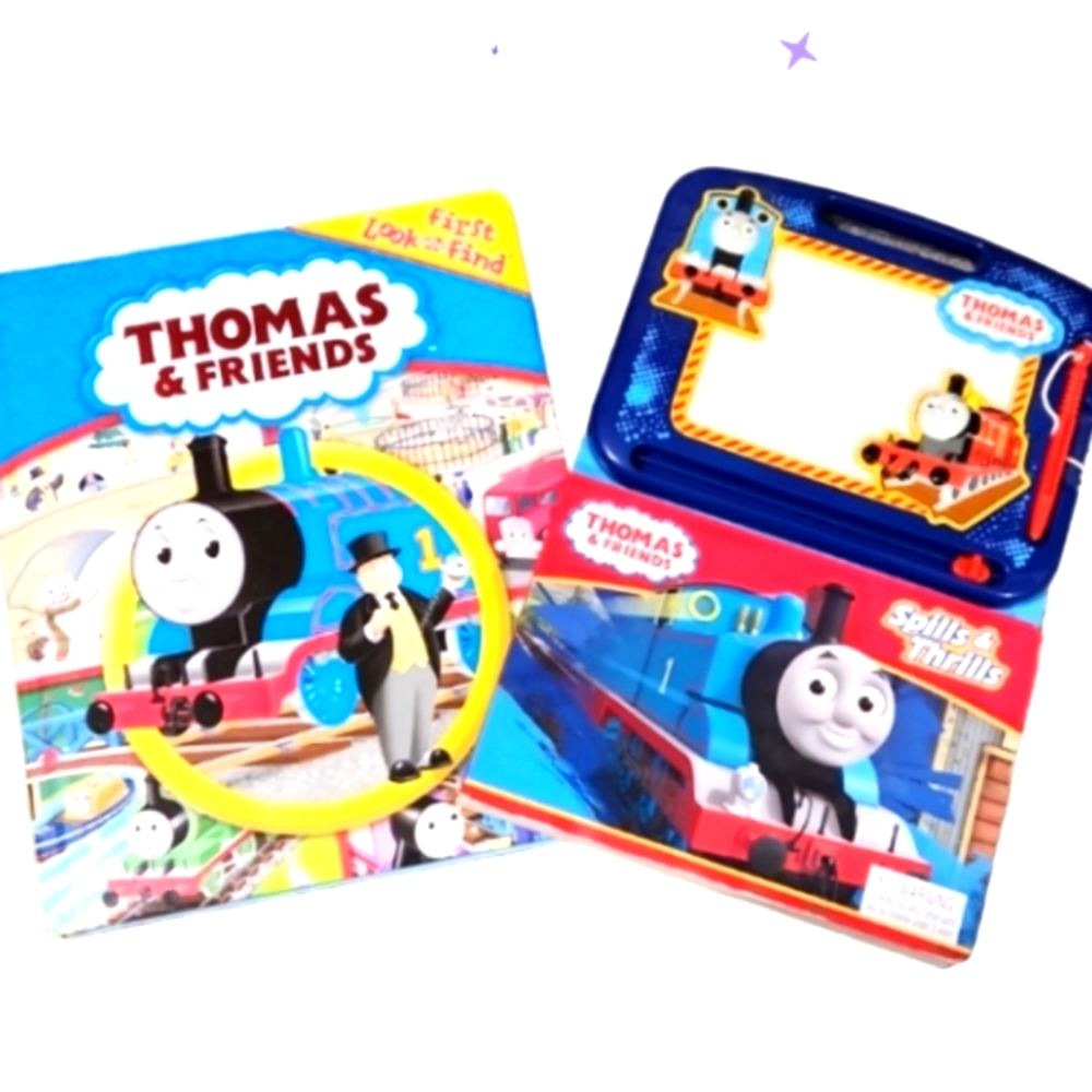 Thomas & friends srawing book and etch sketch & look & find book